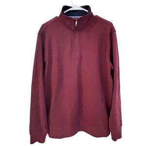 Ted Baker Mens Burgundy Textured Quarter Zip Pullover Sweater Size M 1816488